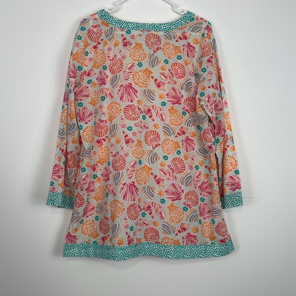 Talbots Cabana Life Seashell Print Tunic Top/Coverup. Size Large Petite. - Picture 7 of 12